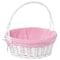 Vintiquewise White Round Willow Gift Basket, with Pink and White Gingham Liner and Handles, Large QI004550PK.L - alternate 1